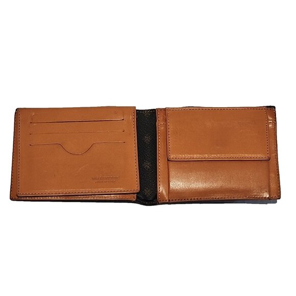 vintage VALLEVERDE Italy mens Bi fold Wallet Brown Leather coin pocket pelle - Picture 6 of 10